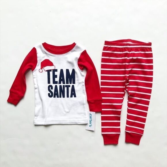 Carters NWT Team Santa pajama set 12m & 18m - Picture 1 of 4